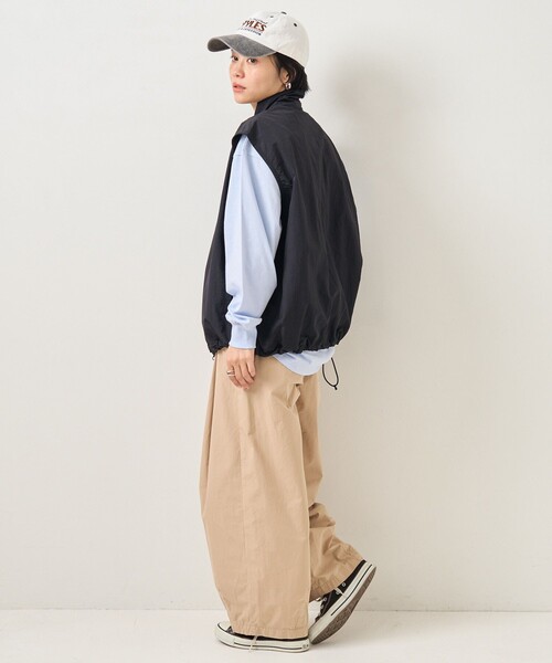 FREAK'S STORE（フリークスストア）の「TOWN CRAFT × FREAK'S STORE/タウンクラフト 別注 ナイロンジップベスト（ベスト・レディース・ブラック/ベージュ・ﾌﾘ-）」の3枚目の写真