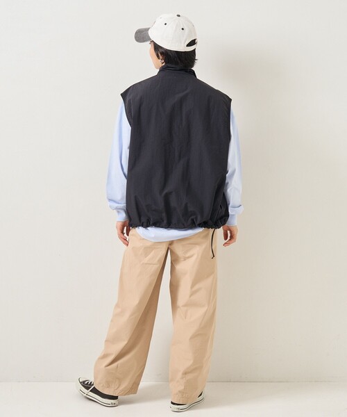 FREAK'S STORE（フリークスストア）の「TOWN CRAFT × FREAK'S STORE/タウンクラフト 別注 ナイロンジップベスト（ベスト・レディース・ブラック/ベージュ・ﾌﾘ-）」の4枚目の写真