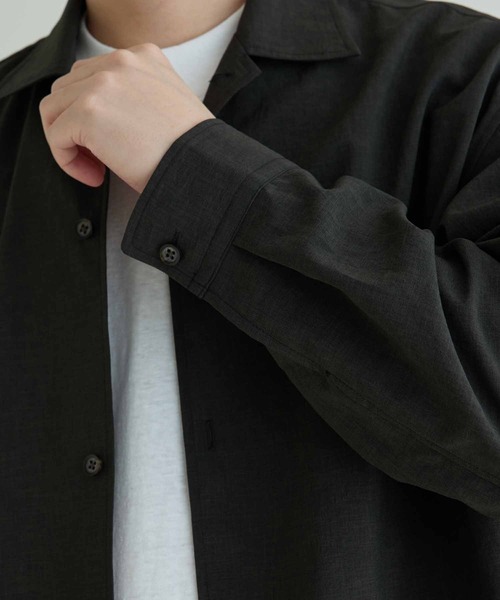 ADAM ET ROPE'（アダムエロペ）の「ワイドシルエット シャツ ジャケット / 速乾 / 冷感 / イージーケア / ユニセックス（ブルゾン・メンズ・ベージュ系その他2/ライトグリーン/ダークグリーン・L/S/M）」の19枚目の写真