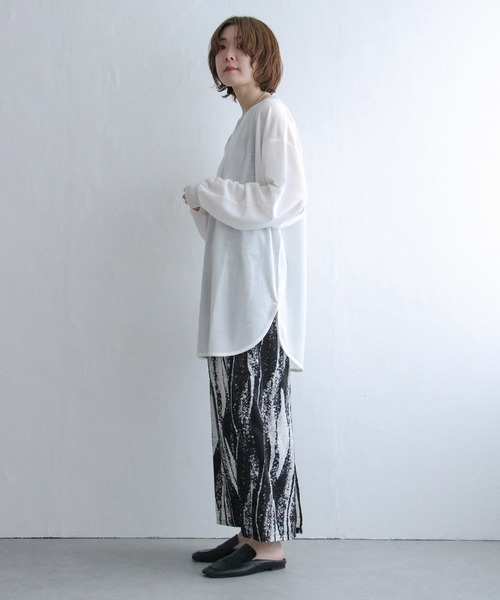 notch.（ノッチ）の「【高身長さんサイズ有】ニュアンス柄ナロースカート（スカート・レディース・ブラック/オレンジ・M/TM）」の4枚目の写真