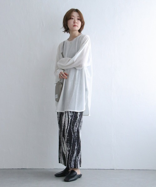 notch.（ノッチ）の「【高身長さんサイズ有】ニュアンス柄ナロースカート（スカート・レディース・ブラック/オレンジ・M/TM）」の6枚目の写真