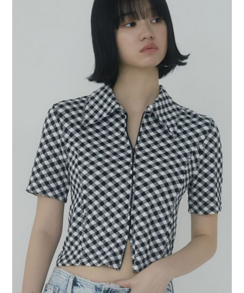 EMODA(エモダ)の「コンパクトジップシャツトップ(シャツ/ブラウス・レディース・その他/ホワイト/ブラック/ブルー・FREE)」の17枚目の写真