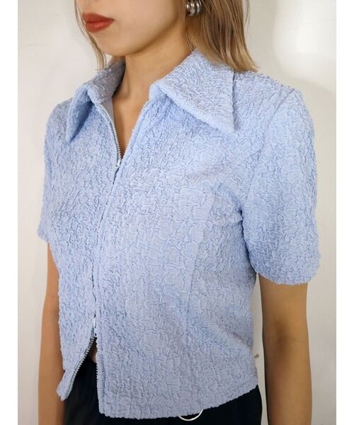 EMODA(エモダ)の「コンパクトジップシャツトップ(シャツ/ブラウス・レディース・その他/ホワイト/ブラック/ブルー・FREE)」の15枚目の写真