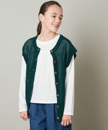 a.v.v（アーヴェヴェ）の「[120-130]【2点セット/2WAY】バックボタンメッシュニットベストセット（ベスト・キッズ）」
