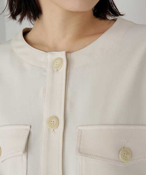 NATURAL BEAUTY BASIC(ナチュラルビューティーベーシック)の「◇【Oggi5月号掲載】ノーカラークロップドジャケット(ノーカラージャケット・レディース・オフホワイト/オレンジ・MEDIUM/SMALL)」の10枚目の写真