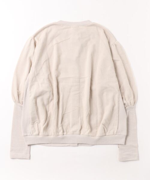 sandy(サンディー)の「sandy/チュール重ね裏毛カーディガン(カーディガン/ボレロ・レディース・グレイッシュベージュ/杢グレー・FREE)」の3枚目の写真