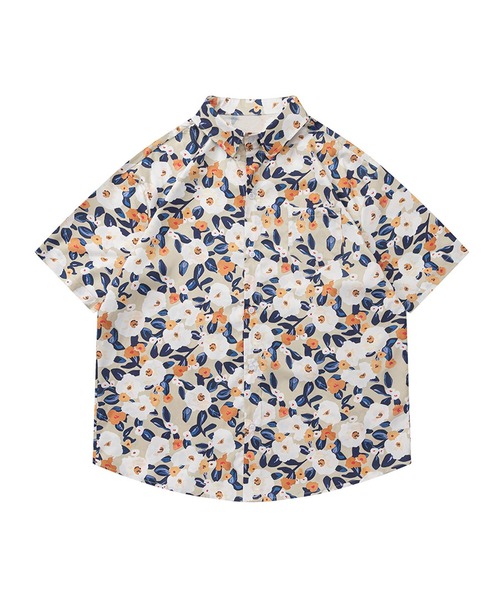 HOOK（フック）の「【HOOK】古着風総柄ビッグアロハシャツ (SS) (LR)（シャツ/ブラウス・メンズ・グレー/グリーン/ネイビー/オレンジ/ブラック/ブルー/ホワイト/ベージュ/ブラック系その他/ライトベージュ/オレンジ系その他/ピンク/ミント・L/M/XL）」の5枚目の写真
