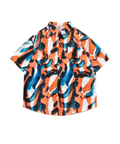 HOOK（フック）の「【HOOK】古着風総柄ビッグアロハシャツ (SS) (LR)（シャツ/ブラウス・メンズ・グレー/グリーン/ネイビー/オレンジ/ブラック/ブルー/ホワイト/ベージュ/ブラック系その他/ライトベージュ/オレンジ系その他/ピンク/ミント・L/M/XL）」の13枚目の写真