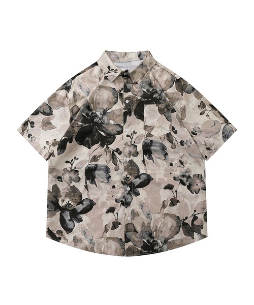 HOOK（フック）の「【HOOK】古着風総柄ビッグアロハシャツ (SS) (LR)（シャツ/ブラウス・メンズ・グレー/グリーン/ネイビー/オレンジ/ブラック/ブルー/ホワイト/ベージュ/ブラック系その他/ライトベージュ/オレンジ系その他/ピンク/ミント・L/M/XL）」の4枚目の写真