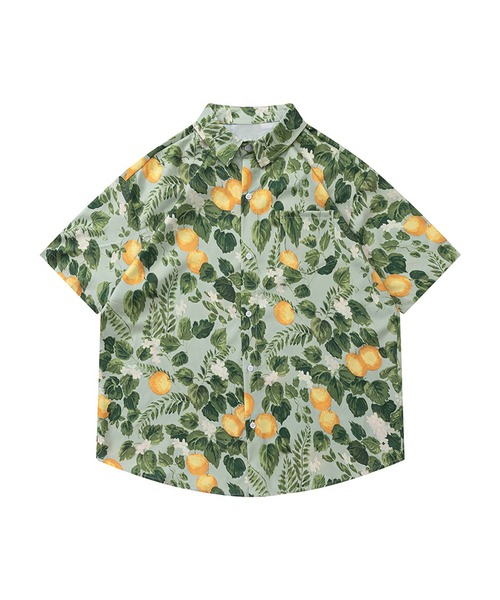 HOOK（フック）の「【HOOK】古着風総柄ビッグアロハシャツ (SS) (LR)（シャツ/ブラウス・メンズ・グレー/グリーン/ネイビー/オレンジ/ブラック/ブルー/ホワイト/ベージュ/ブラック系その他/ライトベージュ/オレンジ系その他/ピンク/ミント・L/M/XL）」の7枚目の写真