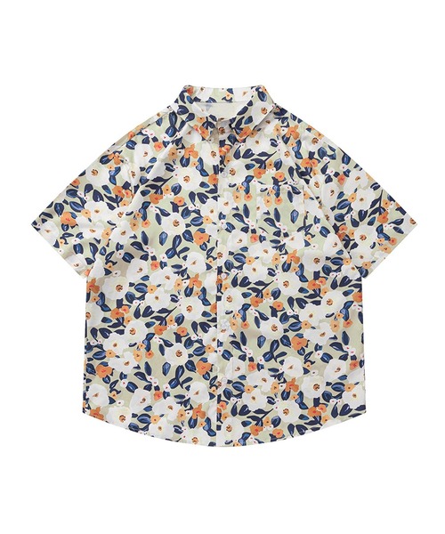 HOOK（フック）の「【HOOK】古着風総柄ビッグアロハシャツ (SS) (LR)（シャツ/ブラウス・メンズ・グレー/グリーン/ネイビー/オレンジ/ブラック/ブルー/ホワイト/ベージュ/ブラック系その他/ライトベージュ/オレンジ系その他/ピンク/ミント・L/M/XL）」の8枚目の写真