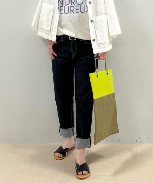 human woman（ヒューマンウーマン）の「◆カポックプリントバッグ（トートバッグ・レディース・イエロー/ホワイト・ﾌﾘ-）」の5枚目の写真