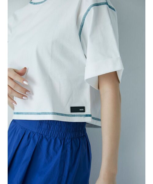 MURUA（ムルーア）の「オーガビッツショートステッチTシャツ（Tシャツ/カットソー・レディース・ホワイト/ブラック・FREE）」の8枚目の写真