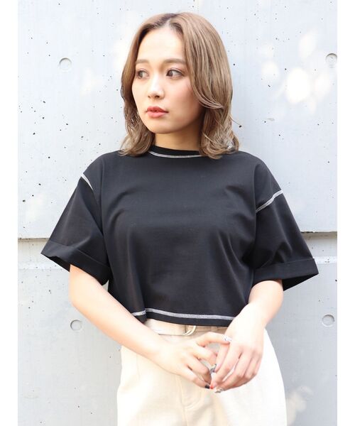 MURUA（ムルーア）の「オーガビッツショートステッチTシャツ（Tシャツ/カットソー・レディース・ホワイト/ブラック・FREE）」の7枚目の写真