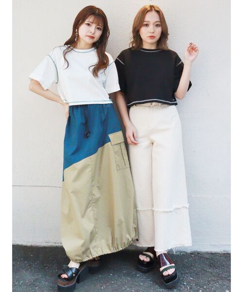 MURUA（ムルーア）の「オーガビッツショートステッチTシャツ（Tシャツ/カットソー・レディース・ホワイト/ブラック・FREE）」の16枚目の写真