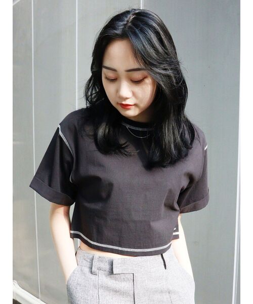 MURUA（ムルーア）の「オーガビッツショートステッチTシャツ（Tシャツ/カットソー・レディース・ホワイト/ブラック・FREE）」の17枚目の写真