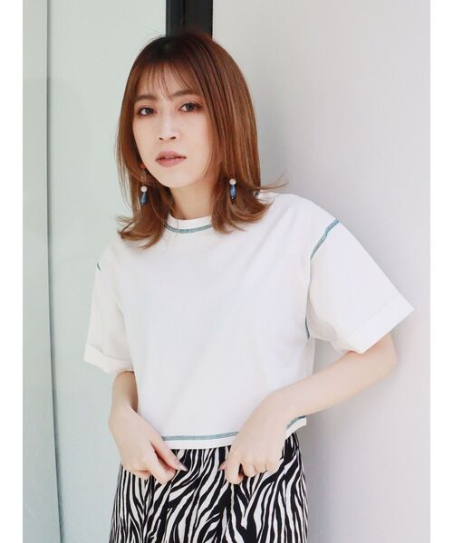 MURUA（ムルーア）の「オーガビッツショートステッチTシャツ（Tシャツ/カットソー・レディース・ホワイト/ブラック・FREE）」の20枚目の写真