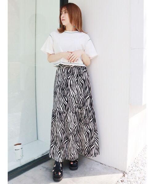 MURUA（ムルーア）の「オーガビッツショートステッチTシャツ（Tシャツ/カットソー・レディース・ホワイト/ブラック・FREE）」の22枚目の写真