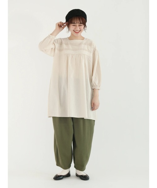 Samansa Mos2(サマンサ モスモス)の「レース×ピンタックチュニック(親子お揃い)(チュニック・レディース・ネイビー/ミント/キナリ/ブラック・フリ-)」の14枚目の写真
