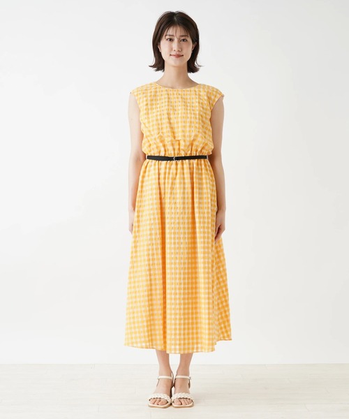 en recre(アンレクレ)の「【Nouque】ギンガムチェックフレンチスリーブワンピース(ワンピース・レディース・ブラック/マスタード・2)」の22枚目の写真