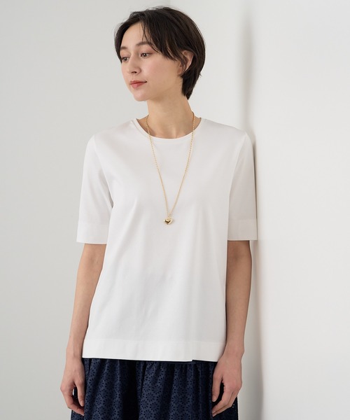 アナイ コットンスムース5分袖 プルオーバー Tシャツ カットソー 38 黒 ANAYI（アナイ）の「コットンスムース5分袖 プルオーバー（Tシャツ