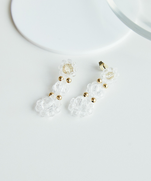 ROPE' PICNIC(ロペピクニック)の「カラービーズフラワーピアス(ピアス(両耳用)・レディース・ホワイト/パープル系その他/ブルー系その他4・FREE)」の2枚目の写真