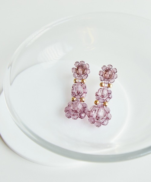 ROPE' PICNIC(ロペピクニック)の「カラービーズフラワーピアス(ピアス(両耳用)・レディース・ホワイト/パープル系その他/ブルー系その他4・FREE)」の3枚目の写真