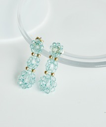 カラービーズフラワーピアス