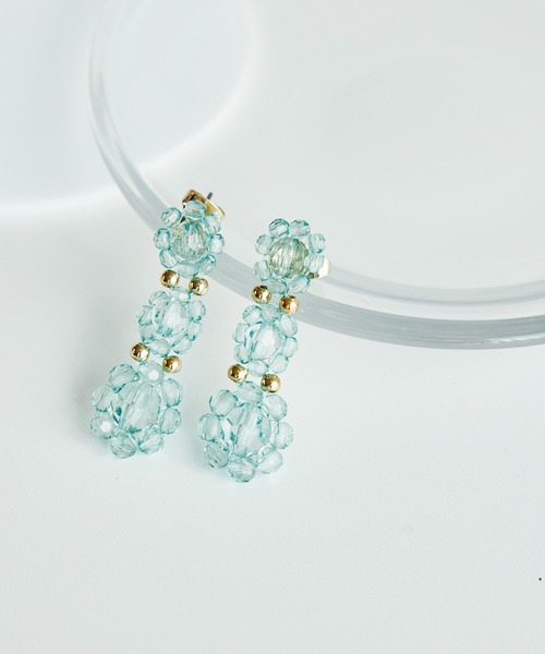 ROPE' PICNIC(ロペピクニック)の「カラービーズフラワーピアス(ピアス(両耳用)・レディース・ホワイト/パープル系その他/ブルー系その他4・FREE)」の1枚目の写真