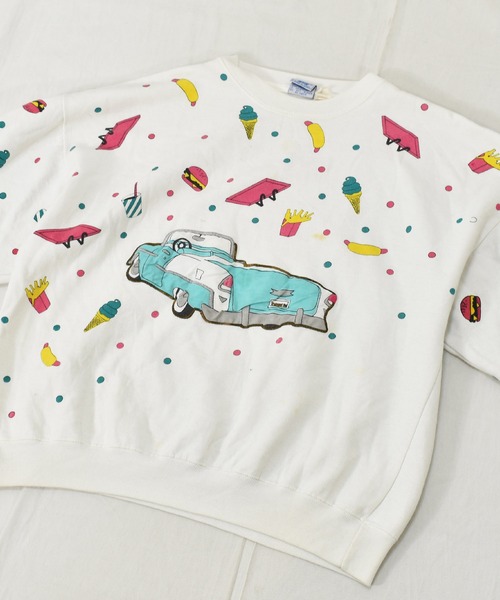 VINTAGE(ヴィンテージ)の「【ヴィンテージ古着】90s WINNING WAYS マルチプリント クルーネックスウェット(スウェット・メンズ・ホワイト・LARGE)」の11枚目の写真