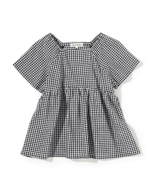 SHOO・LA・RUE(シューラルー)の「◆【110-140cm/親子リンク可能】フレンチリネンブレンド 後ろリボンブラウス(シャツ/ブラウス・キッズ・ホワイト/ブラック系1/パープル系・11/12/13/14)」の1枚目の写真