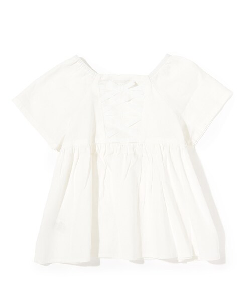 SHOO・LA・RUE(シューラルー)の「◆【110-140cm/親子リンク可能】フレンチリネンブレンド 後ろリボンブラウス(シャツ/ブラウス・キッズ・ホワイト/ブラック系1/パープル系・11/12/13/14)」の12枚目の写真