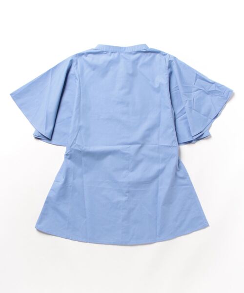 フレアリーブバンドカラーシャツ