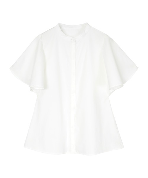 フレアリーブバンドカラーシャツ