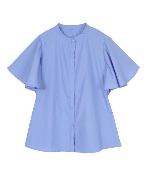 フレアリーブバンドカラーシャツ