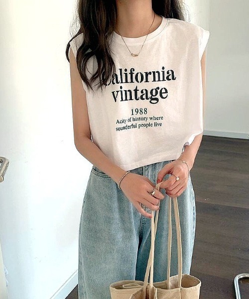 SHEENA(シーナ)の「californiaロゴノースリーブトップス(Tシャツ/カットソー・レディース・ホワイト/テラコッタ/ブラック・M)」の10枚目の写真
