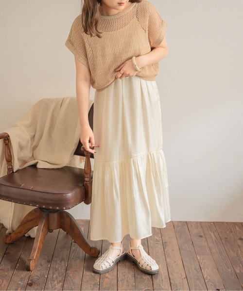 Ambre Neige（アンブルネージュ）の「２WAYレースアップメッシュトップス／【WEB/EC限定商品】（Tシャツ/カットソー・レディース・ダークブラウン/アイボリー・FREE）」の12枚目の写真