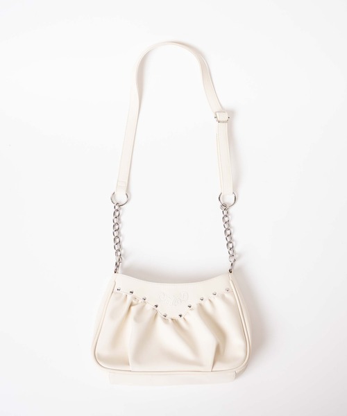 WEGO（ウィゴー）の「WEGO/スタッズギャザーショルダー（ショルダーバッグ・レディース・アイボリー/ブラック・FREE）」の4枚目の写真