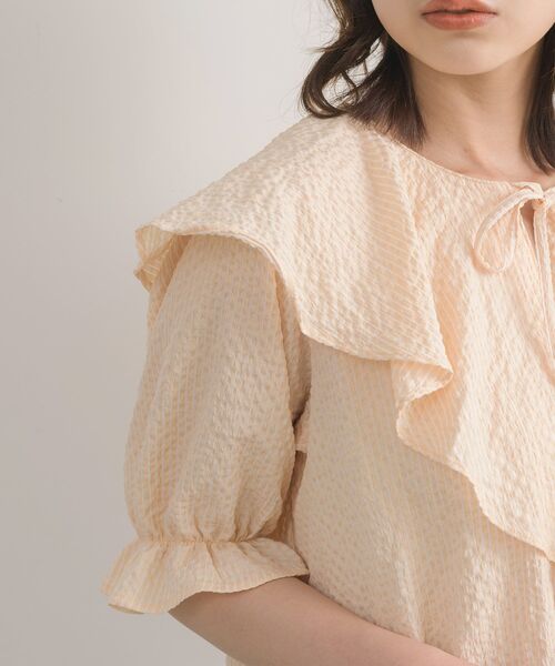 RETRO GIRL（レトロガール）の「ポコポコ襟フリルBL（シャツ/ブラウス・レディース・グリーン/ライトベージュ/アイボリー・FREE）」の5枚目の写真