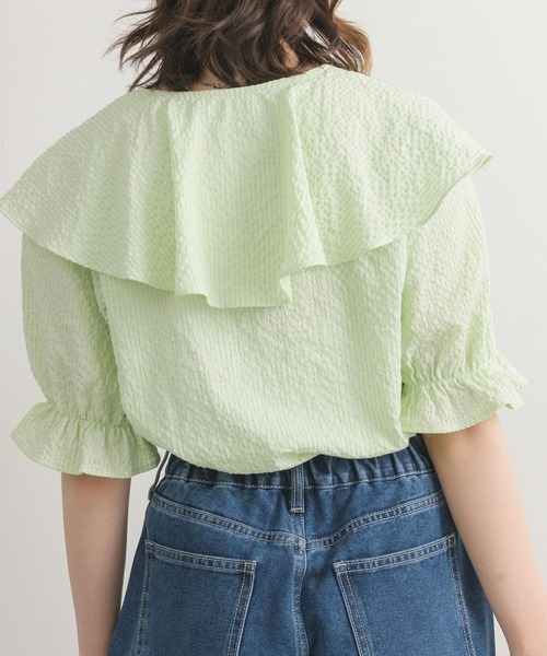 RETRO GIRL（レトロガール）の「ポコポコ襟フリルBL（シャツ/ブラウス・レディース・グリーン/ライトベージュ/アイボリー・FREE）」の19枚目の写真