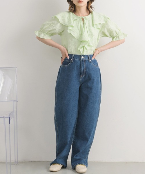 RETRO GIRL（レトロガール）の「ポコポコ襟フリルBL（シャツ/ブラウス・レディース・グリーン/ライトベージュ/アイボリー・FREE）」の20枚目の写真