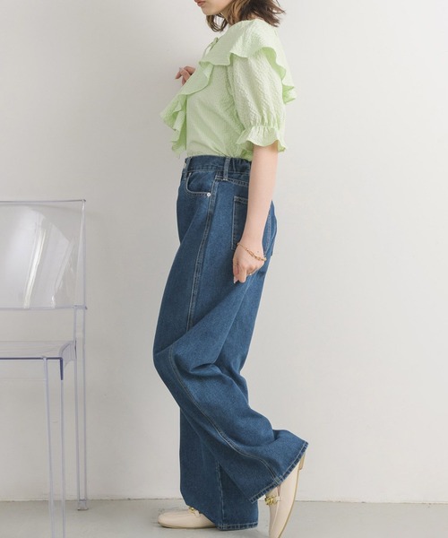 RETRO GIRL（レトロガール）の「ポコポコ襟フリルBL（シャツ/ブラウス・レディース・グリーン/ライトベージュ/アイボリー・FREE）」の21枚目の写真