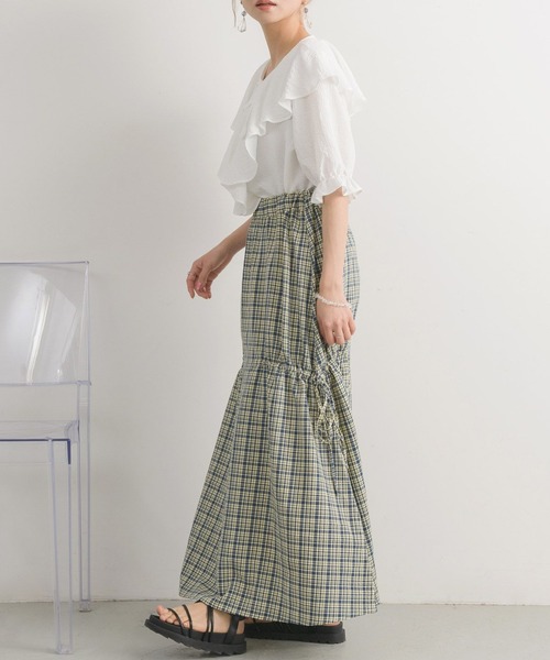 RETRO GIRL（レトロガール）の「ポコポコ襟フリルBL（シャツ/ブラウス・レディース・グリーン/ライトベージュ/アイボリー・FREE）」の13枚目の写真