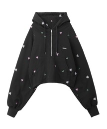 EMBROIDERED FLOWER SWEAT HOODIE