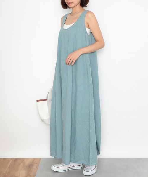 MAISON BREEZE(メゾンブリーズ)の「【MAISON BREEZE】リラックスデニムライクワンピース KNF019(ワンピース・レディース・ネイビー/サックスブルー・FREE)」の16枚目の写真