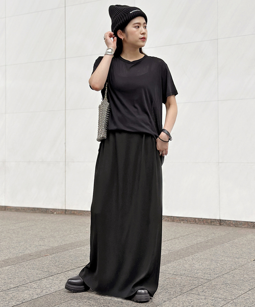 美品✨2024年✨AP STUDIO Newウエストゴムマキシスカート 黒 人気 Newウエストゴムマキシスカート（スカート）｜AP STUDIO