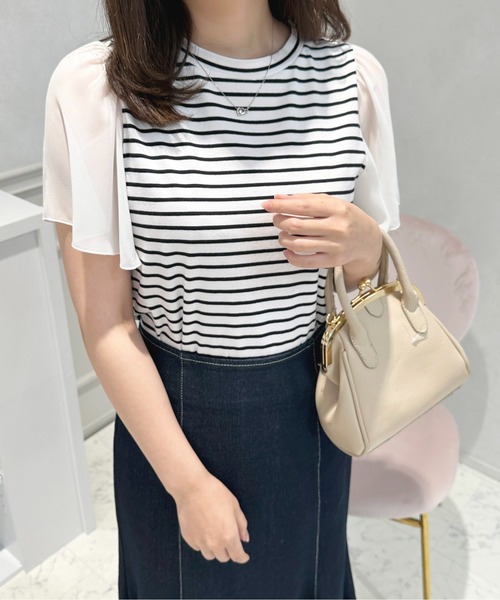 apres jour(アプレジュール)の「フレアスリーブドッキングトップス【ZOZOTOWN限定アイテム】(Tシャツ/カットソー・レディース・レッド系その他/オフホワイト/ブラック系その他・フリー/X-LARGE)」の16枚目の写真