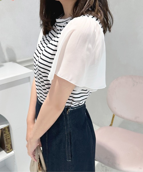 apres jour(アプレジュール)の「フレアスリーブドッキングトップス【ZOZOTOWN限定アイテム】(Tシャツ/カットソー・レディース・レッド系その他/オフホワイト/ブラック系その他・フリー/X-LARGE)」の18枚目の写真