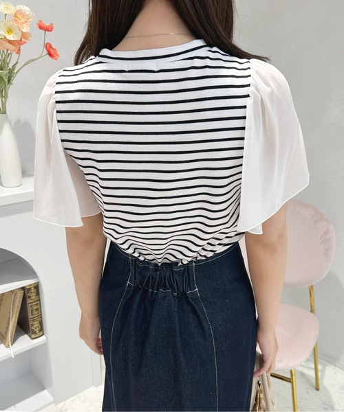 apres jour(アプレジュール)の「フレアスリーブドッキングトップス【ZOZOTOWN限定アイテム】(Tシャツ/カットソー・レディース・レッド系その他/オフホワイト/ブラック系その他・フリー/X-LARGE)」の19枚目の写真