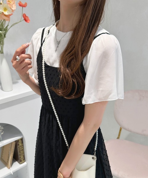 apres jour(アプレジュール)の「フレアスリーブドッキングトップス【ZOZOTOWN限定アイテム】(Tシャツ/カットソー・レディース・レッド系その他/オフホワイト/ブラック系その他・フリー/X-LARGE)」の9枚目の写真